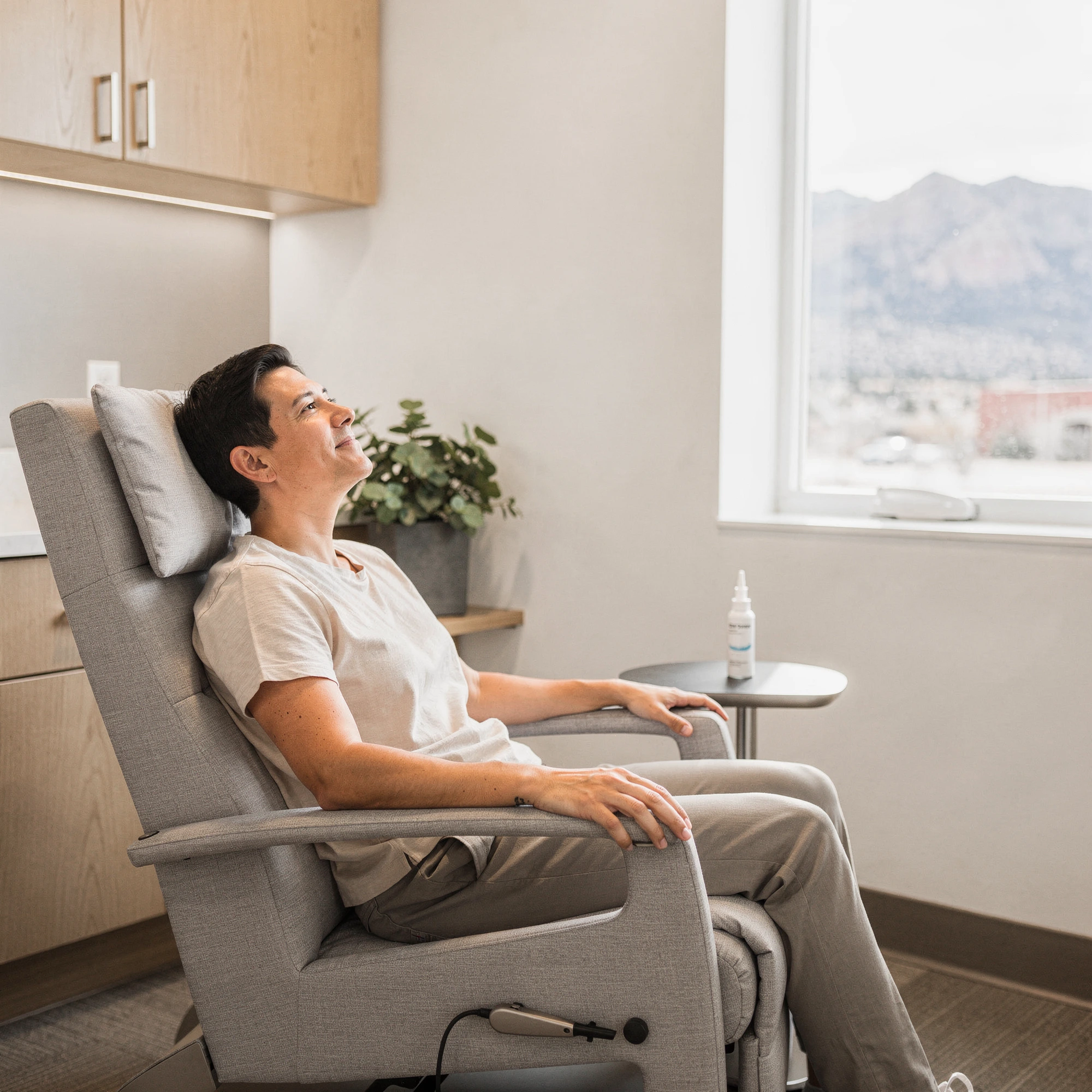 Patient relaxing in a treatment chair during Spravato treatment at Myndful Wellness in Grand Junction, CO